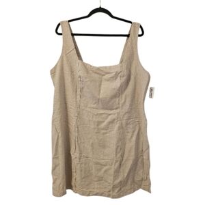 Beige Old Navy Women's Square-Neck Linen-Blend Mini Dress